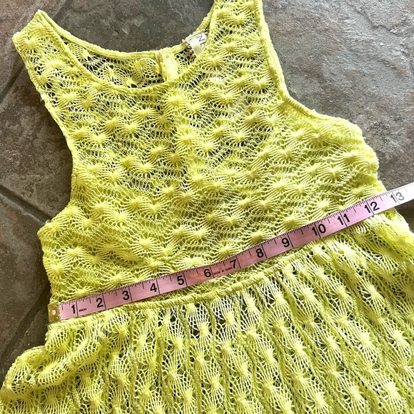 ⭐️BOGO FREE⭐️ FREE PEOPLE Madame Butterfly Lace Tank Dress in Lemon-lime - Picture 7 of 14